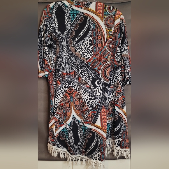 SJS Bohemian Style Colorful Cardigan With Tassels Sz L - Picture 10 of 13